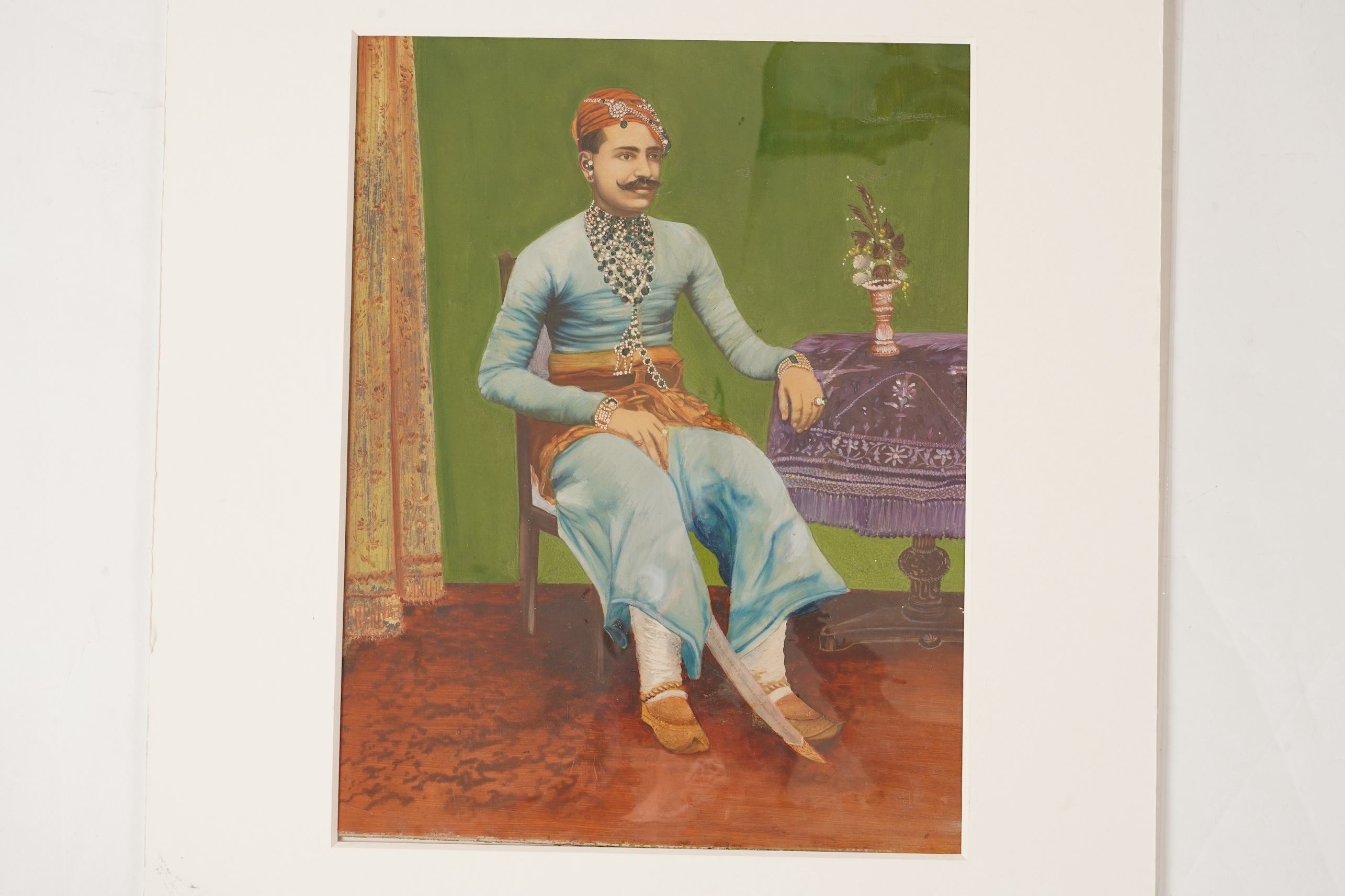 A hand painted albumen photograph of an Indian Maharajah, late 19th century